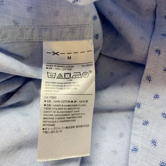 Banana Republic‎ Shirt Mens Medium Slim Blue Paisley Soft Wash Business Casual - Picture 8 of 11